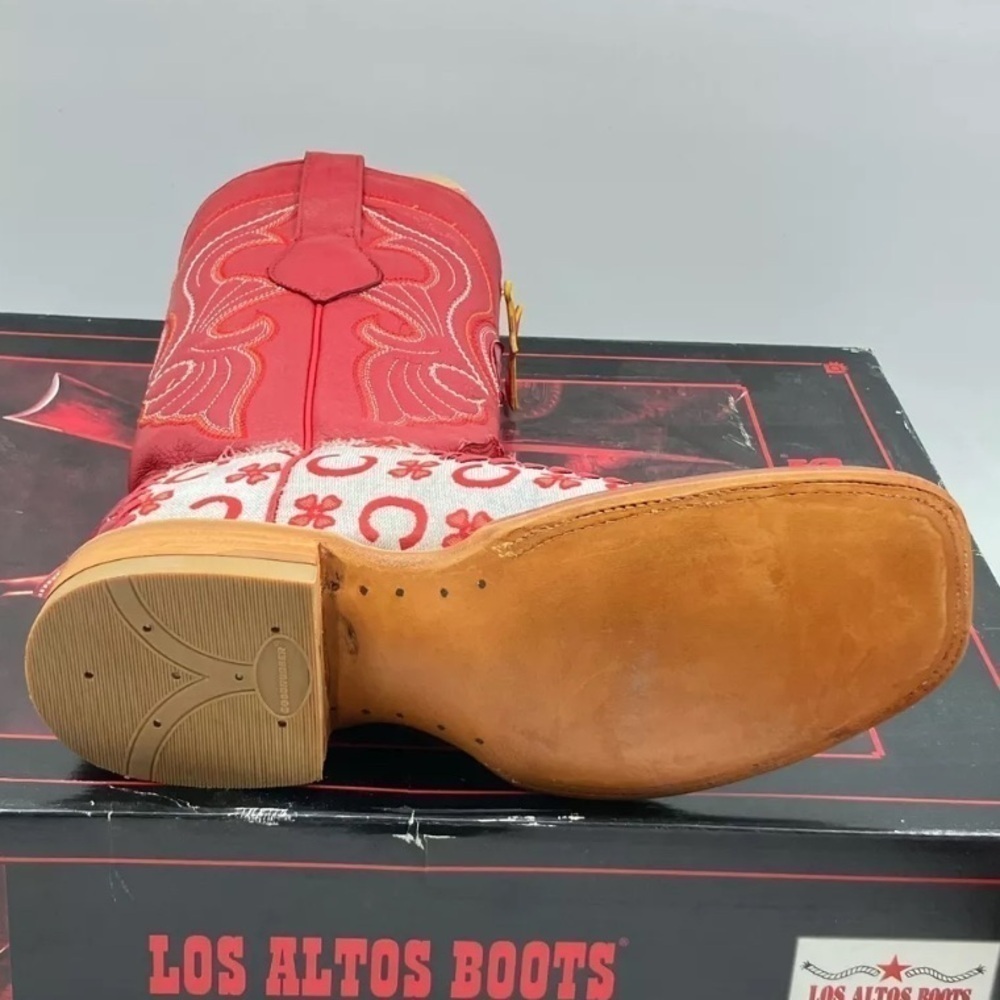 LOS ALTOS MEN'S LEATHER GENUINE EEL RED WESTERN BOOTS - Picture 9 of 16